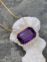 14k gold Victorian amethyst & seed pearl necklace pendant