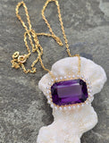 14k gold Victorian amethyst & seed pearl necklace pendant