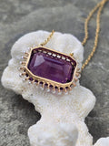 14k gold Victorian amethyst & seed pearl necklace pendant