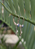 14k gold Art Deco pearl and sapphire earring dangle drops