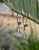 14k gold Art Deco pearl and sapphire earring dangle drops