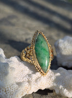 22k gold vintage jade floral ring