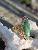 22k gold vintage jade floral ring