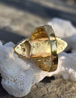22k gold vintage jade floral ring