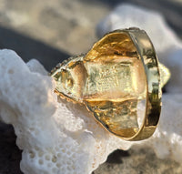 22k gold vintage jade floral ring