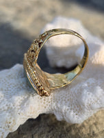 22k gold vintage jade floral ring