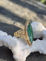 22k gold vintage jade floral ring