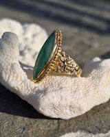 22k gold vintage jade floral ring