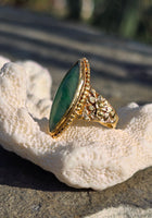 22k gold vintage jade floral ring