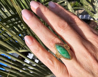 22k gold vintage jade floral ring