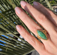 22k gold vintage jade floral ring