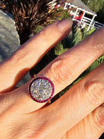 platinum & 18K gold two tone mine cut diamond & ruby c.1910 antique ring