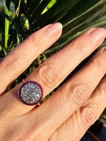 platinum & 18K gold two tone mine cut diamond & ruby c.1910 antique ring