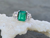 platinum Emerald & Diamond estate Deco ring