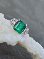 platinum Emerald & Diamond estate Deco ring