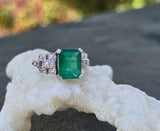 platinum Emerald & Diamond estate Deco ring