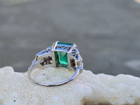 platinum Emerald & Diamond estate Deco ring