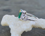 platinum Emerald & Diamond estate Deco ring