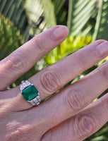 platinum Emerald & Diamond estate Deco ring