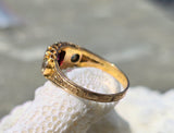 15ct gold garnet & chrysolite estate Georgian antique ring