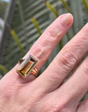 14k gold emerald cut citrine solitaire Deco antique ring
