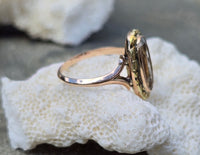 10ct gold Victorian aquamarine & gold nugget antique ring