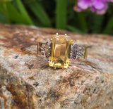Victorian gold emerald cut citrine antique ring