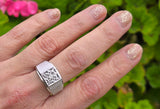 14k white gold 5 diamond estate Retro men's ring