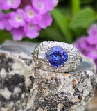 platinum tanzanite and diamond estate ring