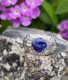 platinum tanzanite and diamond estate ring