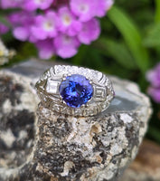 platinum tanzanite and diamond estate ring