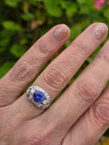 platinum tanzanite and diamond estate ring