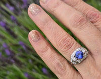 platinum tanzanite and diamond estate ring