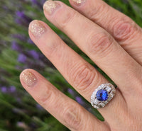 platinum tanzanite and diamond estate ring