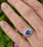 platinum tanzanite and diamond estate ring