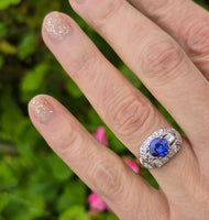 platinum tanzanite and diamond estate ring