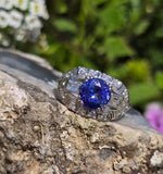 platinum tanzanite and diamond estate ring