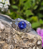 platinum tanzanite and diamond estate ring