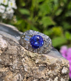 platinum tanzanite and diamond estate ring