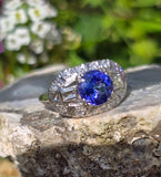 platinum tanzanite and diamond estate ring