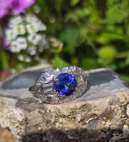 platinum tanzanite and diamond estate ring