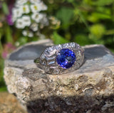 platinum tanzanite and diamond estate ring