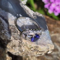 platinum tanzanite and diamond estate ring