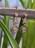 18k gold two tone old cut diamond antique earrings