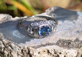 platinum Deco estate blue ceylon sapphire & diamond ring