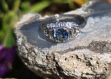 platinum Deco estate blue ceylon sapphire & diamond ring