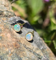 14k gold 3mm opal bezel studs