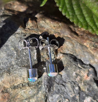 14k white gold 3mm opal bezel studs