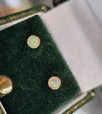 14k gold 3mm opal bezel studs