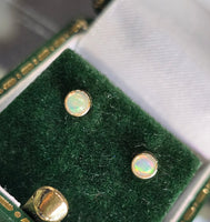 14k gold 3mm opal bezel studs